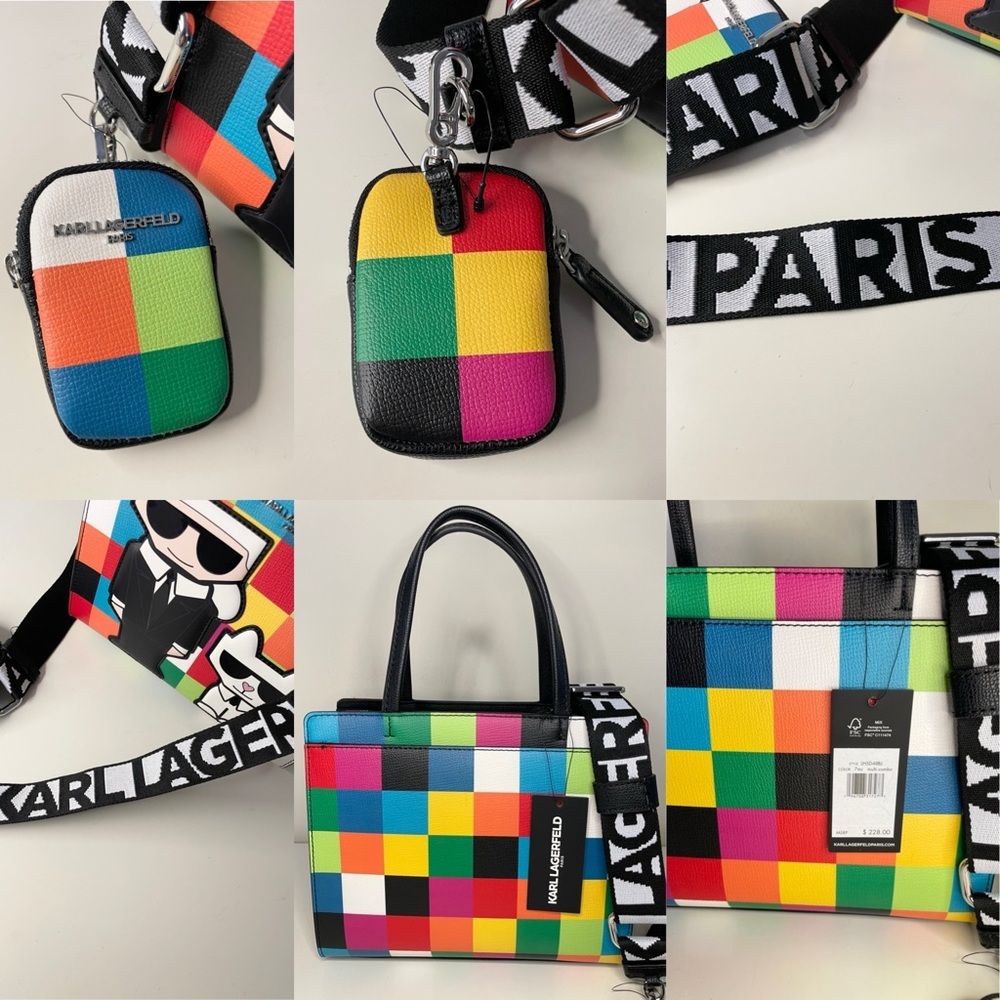 Karl Lagerfeld Paris Maybelle Satchel Multicolor Handle Crossbody Strap Bag (BN) - Picture 5 of 16